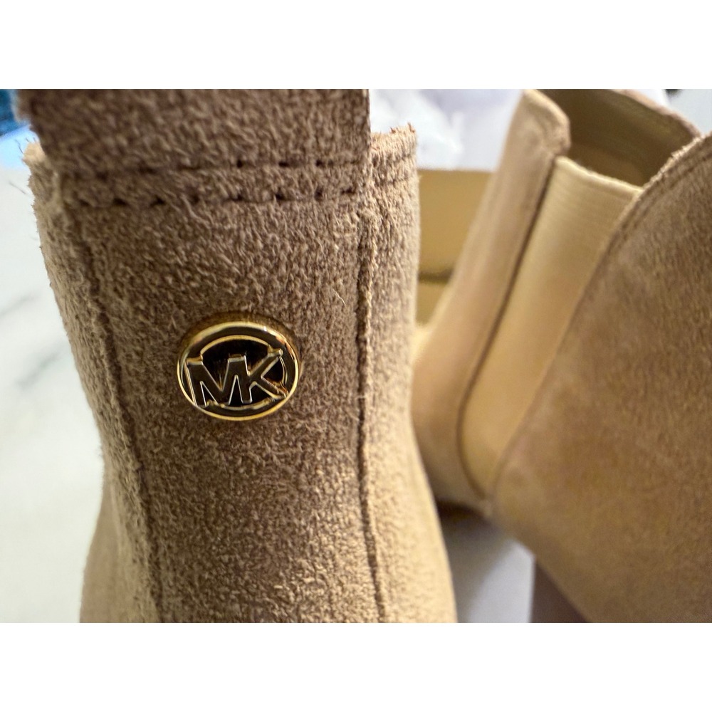Michael Kors Evaline Heeled Bootie Women 7 Camel Suede Block Heel 40F3EVHEES - Picture 5 of 9